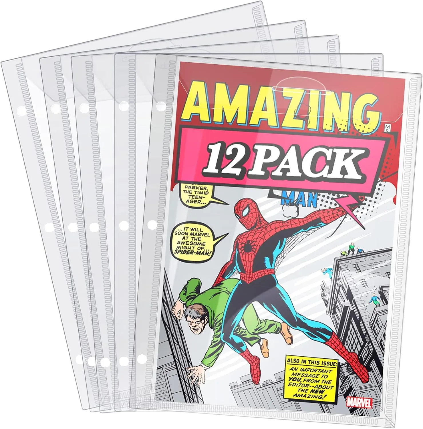 Comic Book Bags, Binder Sleeves for Comic Books, 12 Pack Comics Protector Bags