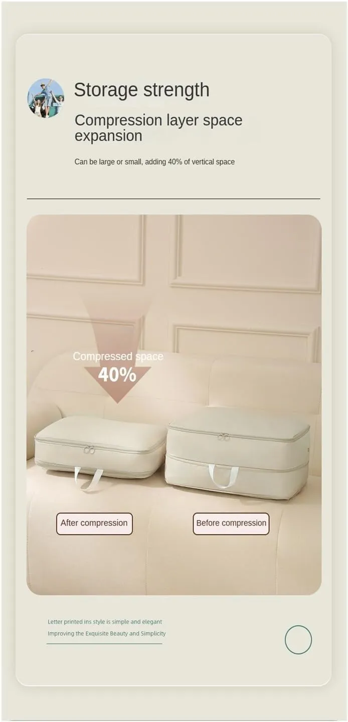 Compression Packing Clothes Down Jacket Cotton Quilt Storage Foldable Large Capacity Expansion Organizer Bag(Beige,5PCS)