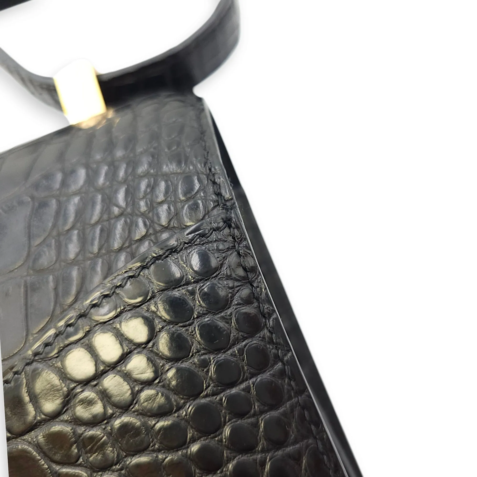 Constance 24 Black in Matte Alligator, Gold hardware