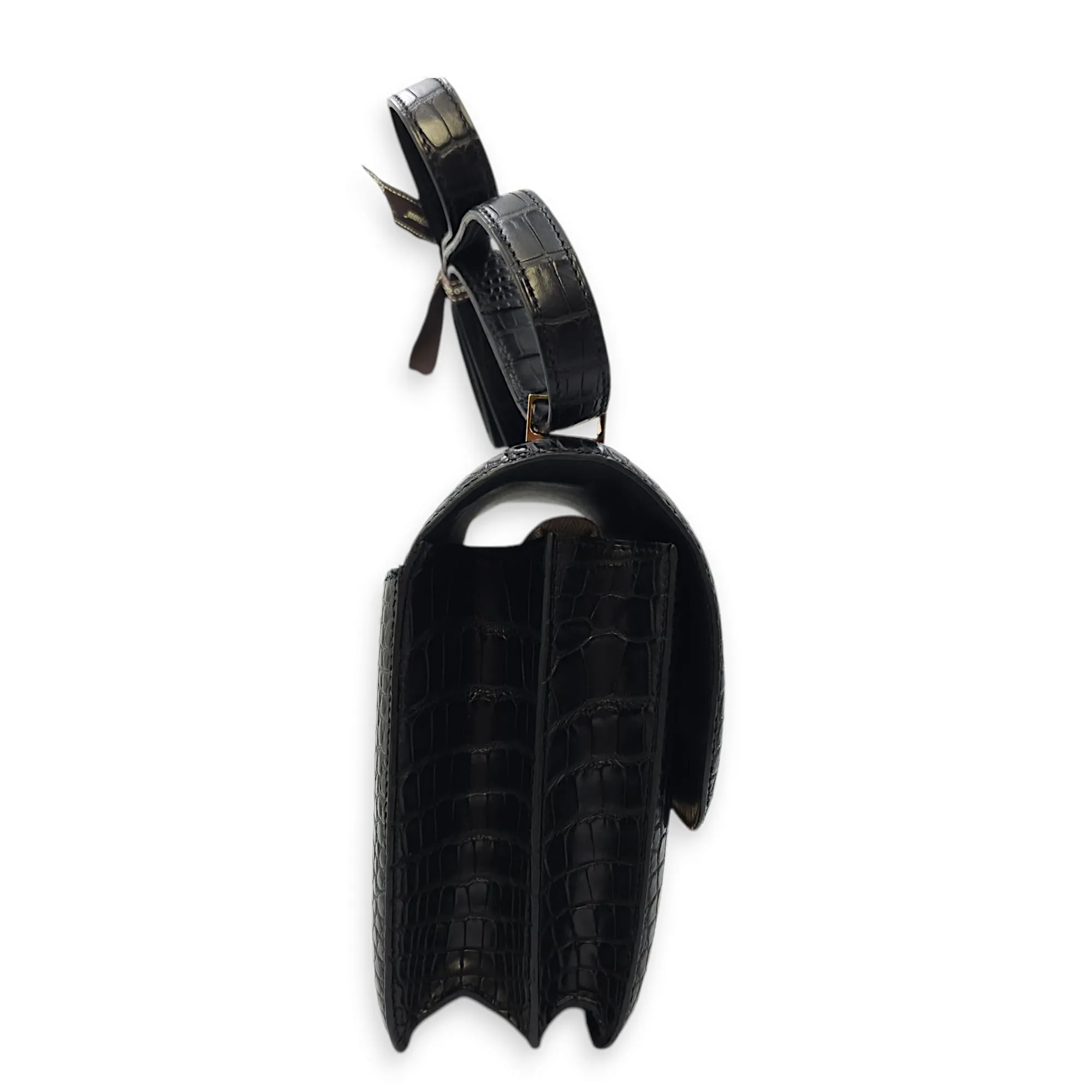 Constance 24 Black in Matte Alligator, Gold hardware