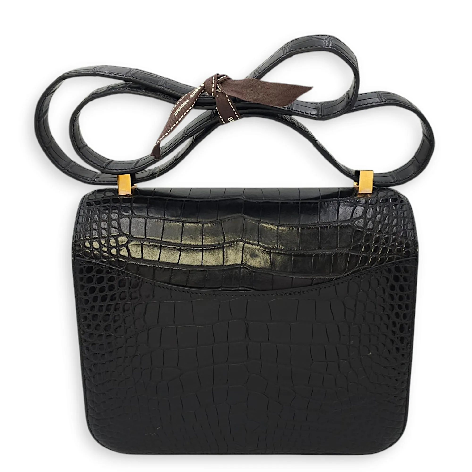 Constance 24 Black in Matte Alligator, Gold hardware