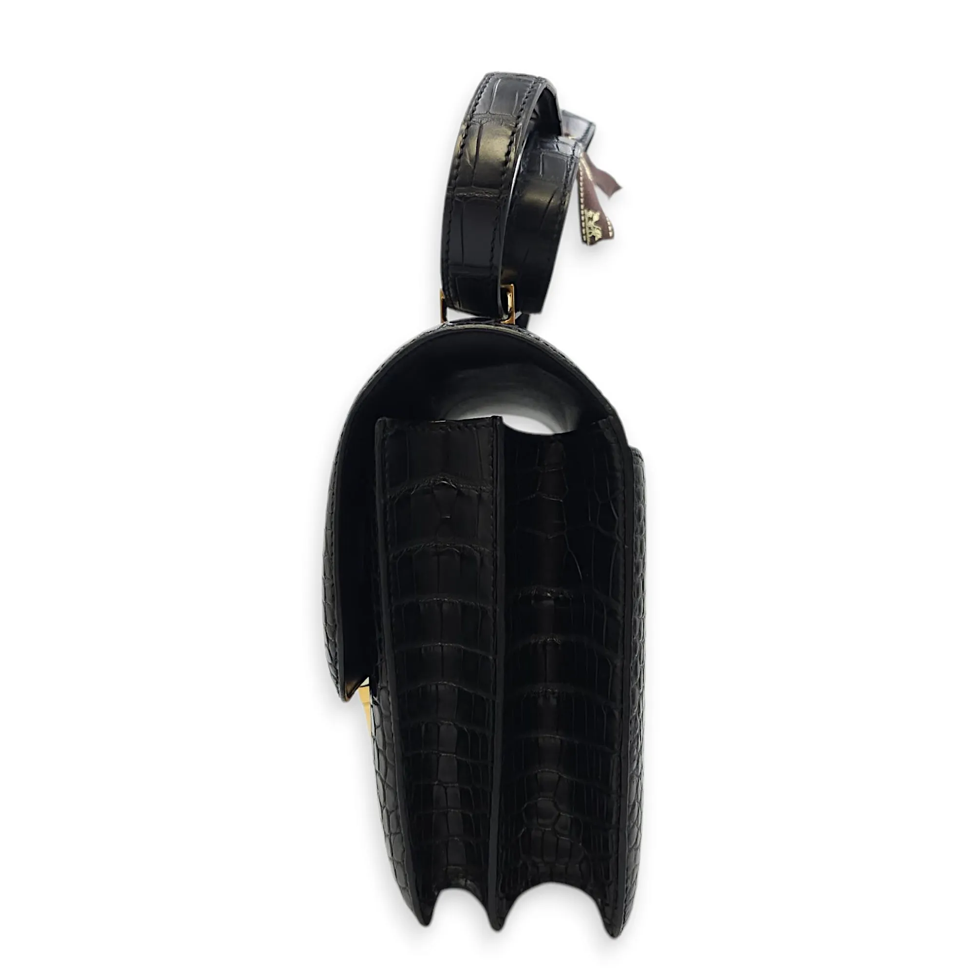Constance 24 Black in Matte Alligator, Gold hardware