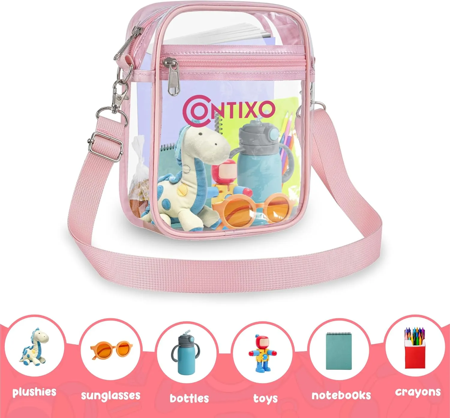 Contixo Clear Bag Stadium Approved - Clear Purses for Kids, Stadium Crossbody Messenger Bag for Concerts Sporting Events