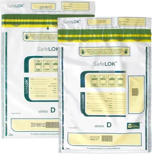 ControlTek SafeLok 12" x 16", Clear, 50 Bags, Tamper-Evident Deposit Bags for Cash Handling & Valuables, Moisture, Heat and Cold Sensitive Ink, Tear-off receipt   Large Barcodes 585093