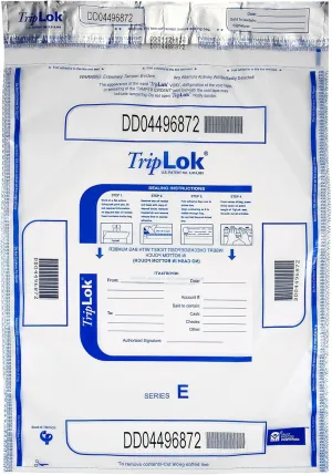 ControlTek TripLok 15" x 20", Clear with Pocket, 50 Bags, Tamper-Evident Deposit Bags for Cash Handling & Valuables, Moisture, Heat and Cold Sensitive Ink, Tear-off receipt   Large Barcodes 585051