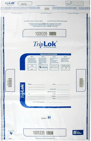 ControlTek TripLOK 19" x 28", White, 50 Bags, Tamper-Evident Deposit Bags for Cash Handling & Valuables, Moisture, Heat and Cold Sensitive Ink, Tear-off receipt   Large Barcodes 585062