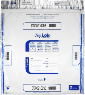 ControlTek TripLok 20" x 20", Clear, 50 Bags, Tamper-Evident Deposit Bags for Cash Handling & Valuables, Moisture, Heat and Cold Sensitive Ink, Tear-off receipt   Large Barcodes 585064