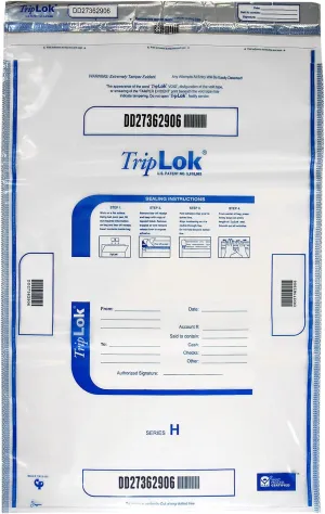 ControlTek TripLok 20" x 28", Clear, 50 Bags, Tamper-Evident Deposit Bags for Cash Handling & Valuables, Moisture, Heat and Cold Sensitive Ink, Tear-off receipt   Large Barcodes 585059