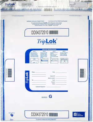 ControlTek TripLOK Tamper-Evident Deposit Bags for Cash Handling & Valuables, Moisture, Heat and Cold Sensitive Ink , Tear-off receipt   Large Barcodes, 19" x 24", Clear, 50 Bags 585056