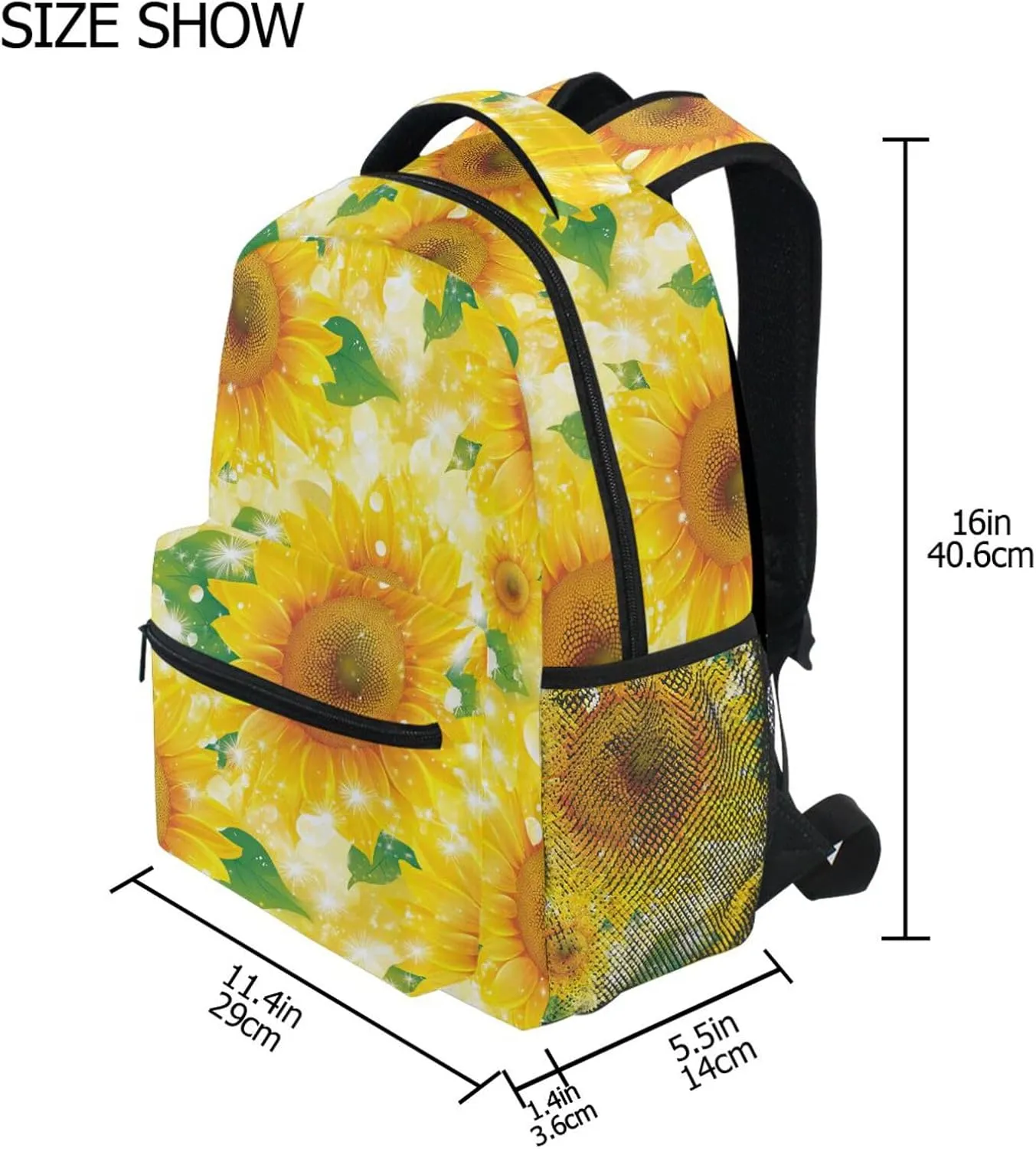 Cool Backpacks for Men Women Waterproof College School Computer Bag with Chest Strap for Business Work College Travel Trip Parents' Day Beautiful Sunflower