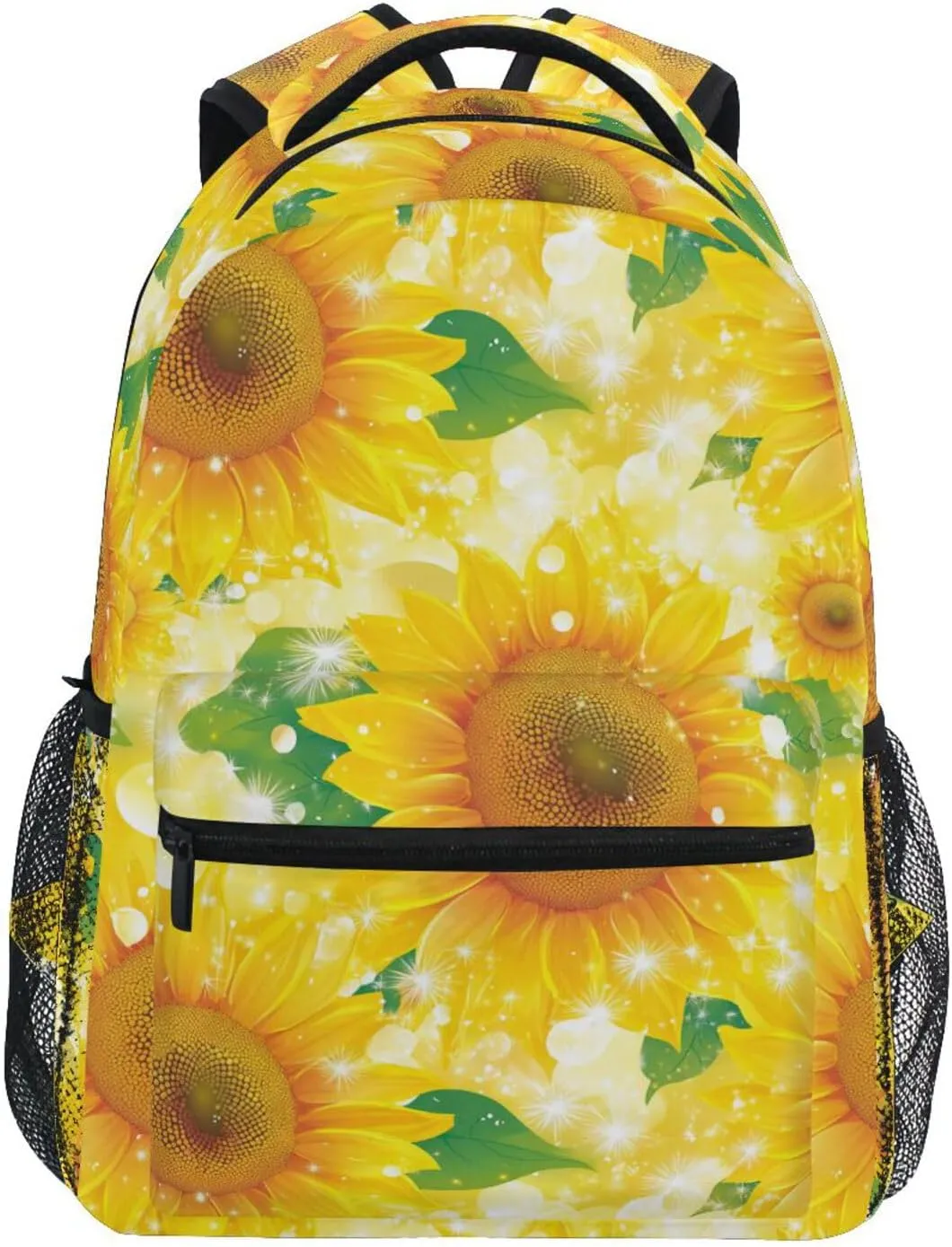 Cool Backpacks for Men Women Waterproof College School Computer Bag with Chest Strap for Business Work College Travel Trip Parents' Day Beautiful Sunflower
