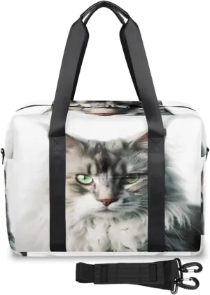 Cool Maine Coon Cat Womens Travel Bags, Weekender Carry on for Women, Sports Gym Bag, Workout Duffel bag, Overnight Shoulder Bag