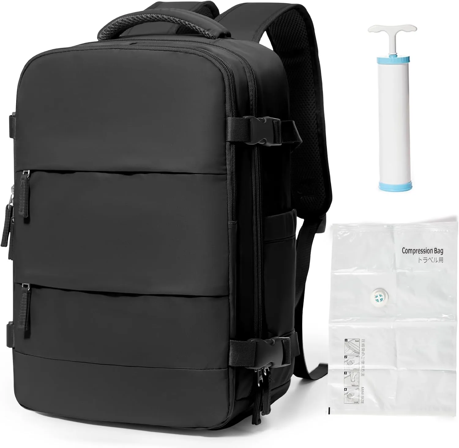 coowoz Vacuum Backpack with Pump Travel Backpack for Women Men Carry On Flight Approved Airplanes Compression Bags for Packing Personal item Travel Bag Essentials