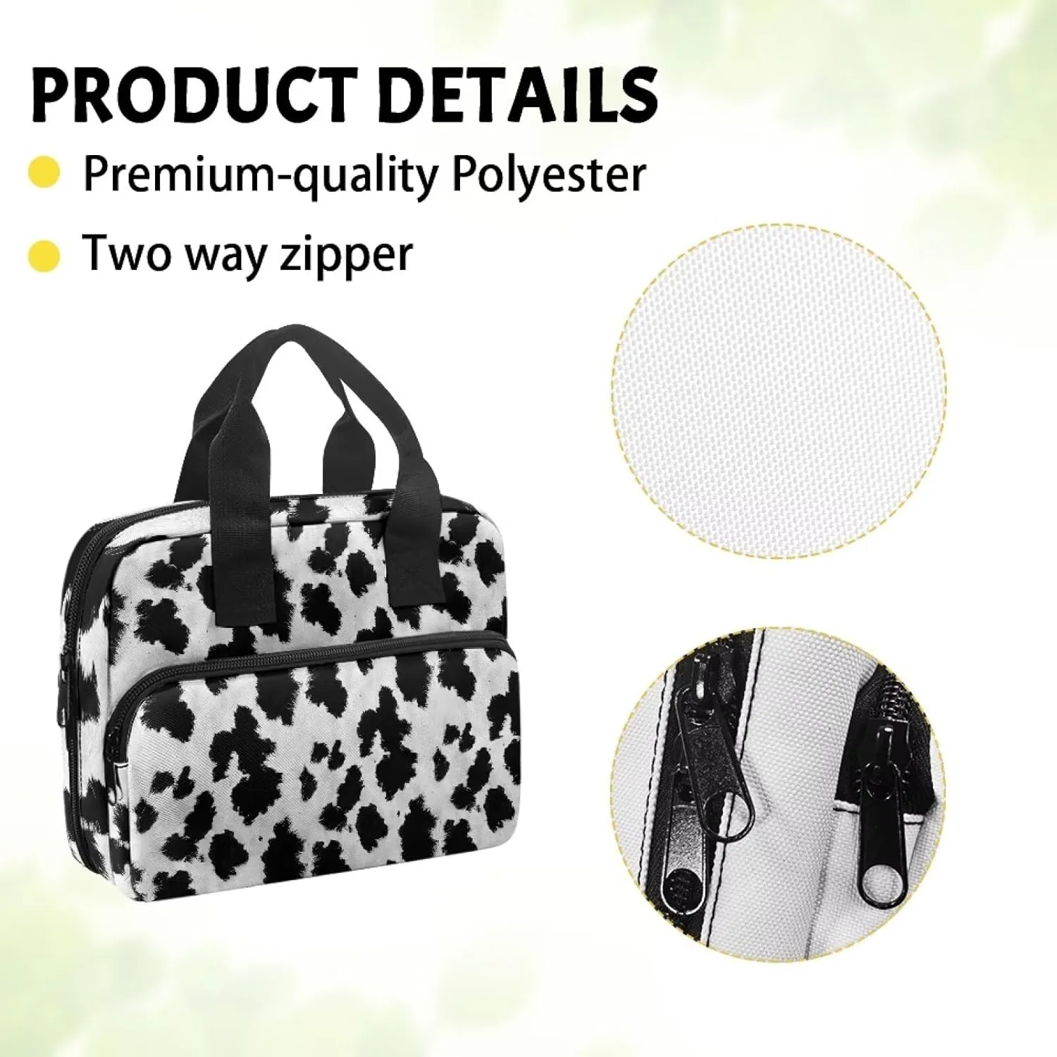 Cow Bible Case, Portable Bible Covers with Handle, Womens Bible Cover Case with Front Zip Pocket, Large Capacity Bible Carrying Bag for Traveling