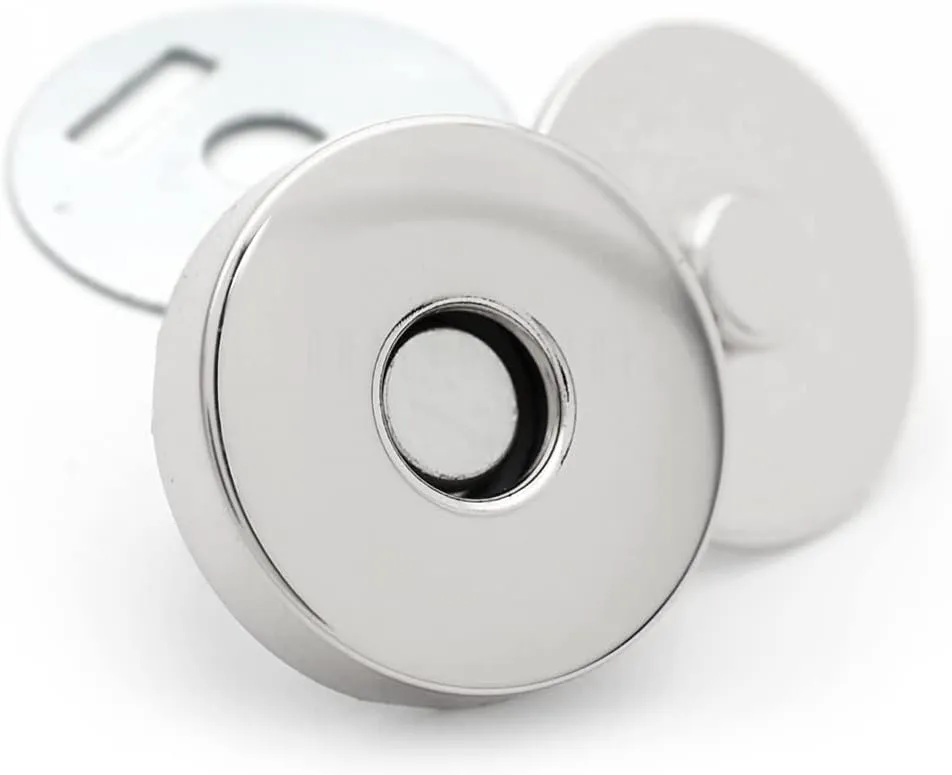 CRAFTMEMORE Magnetic Snap Buttons Quality Strong Clasp for Purse Sewing Handbags Closures 6 Pack MNL (18mm, Silver)