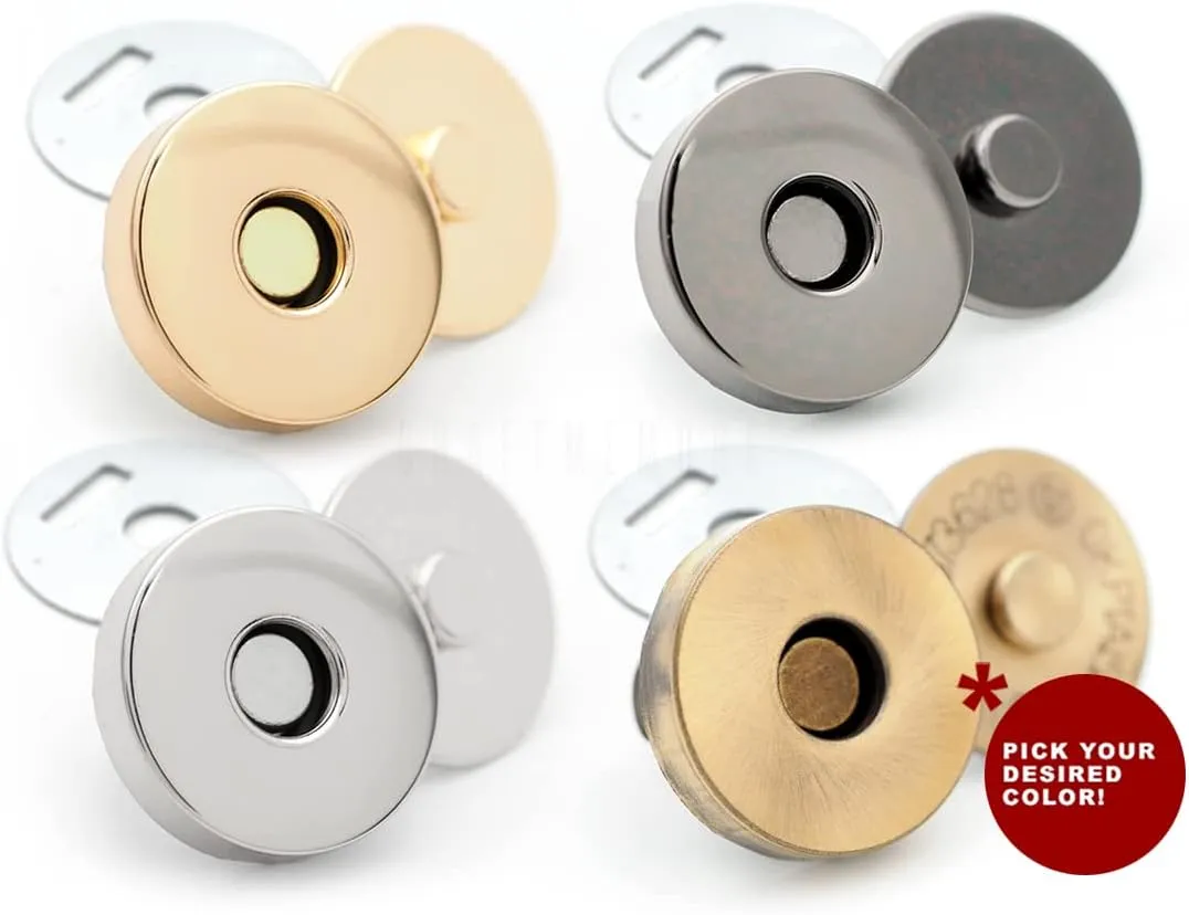 CRAFTMEMORE Magnetic Snap Buttons Quality Strong Clasp for Purse Sewing Handbags Closures 6 Pack MNL (18mm, Silver)