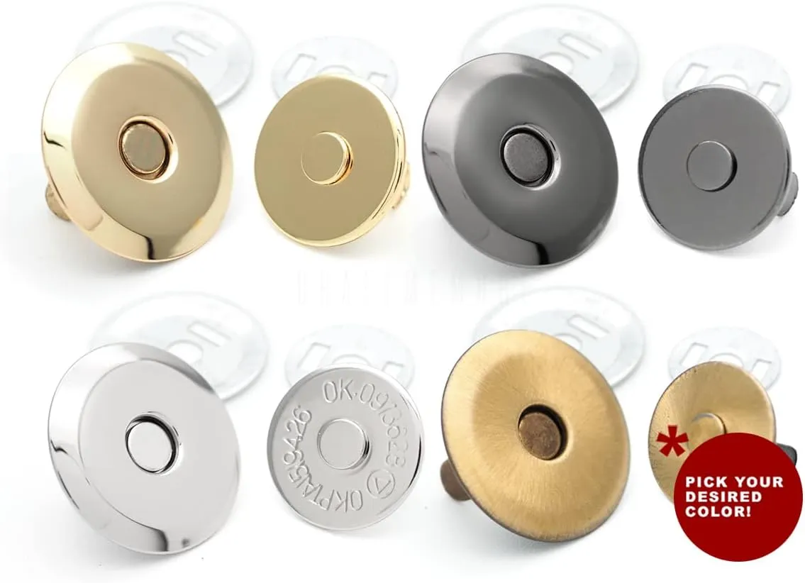 CRAFTMEMORE Magnetic Snap Buttons Quality Strong Clasp for Purse Sewing Handbags Closures 6 Pack MNU (18mm, Gold)