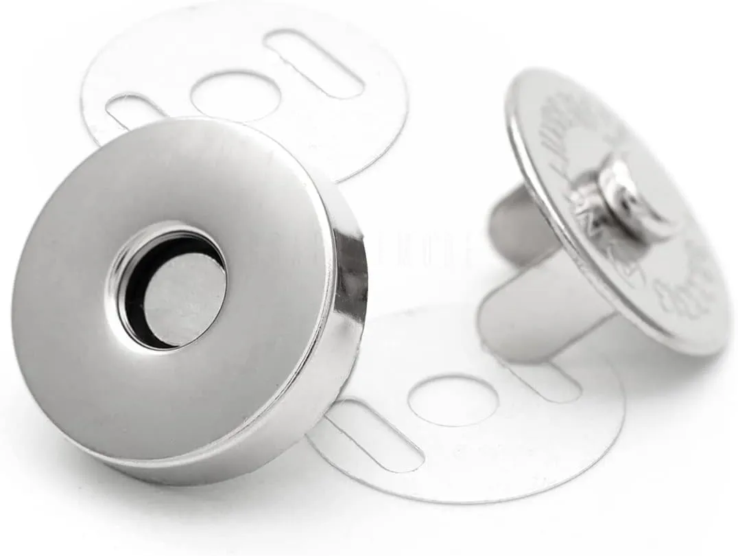 CRAFTMEMORE Magnetic Snap Buttons Strong Clasp for Purse Sewing Handbags Closures 10 Pack MNB (14 mm, Silver)