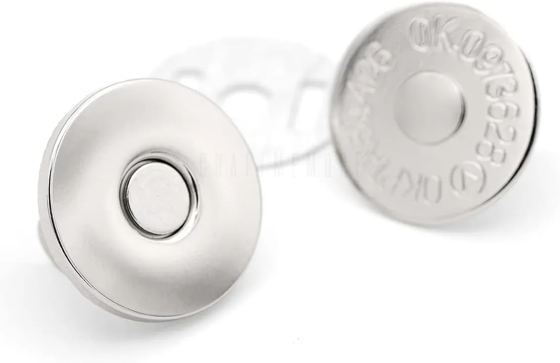 CRAFTMEMORE Thin Magnetic Snap Buttons Quality Strong Clasp for Purse Sewing Handbags Closures 6 Pack MNS (14mm, Silver)