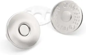 CRAFTMEMORE Thin Magnetic Snap Buttons Quality Strong Clasp for Purse Sewing Handbags Closures 6 Pack MNS (14mm, Silver)