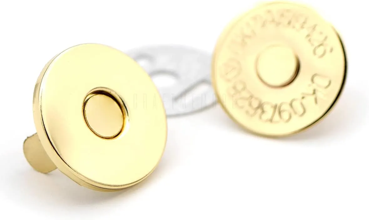 CRAFTMEMORE Thin Magnetic Snap Buttons Quality Strong Clasp for Purse Sewing Handbags Closures 6 Pack MNS (18mm, Gold)