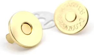 CRAFTMEMORE Thin Magnetic Snap Buttons Quality Strong Clasp for Purse Sewing Handbags Closures 6 Pack MNS (18mm, Gold)