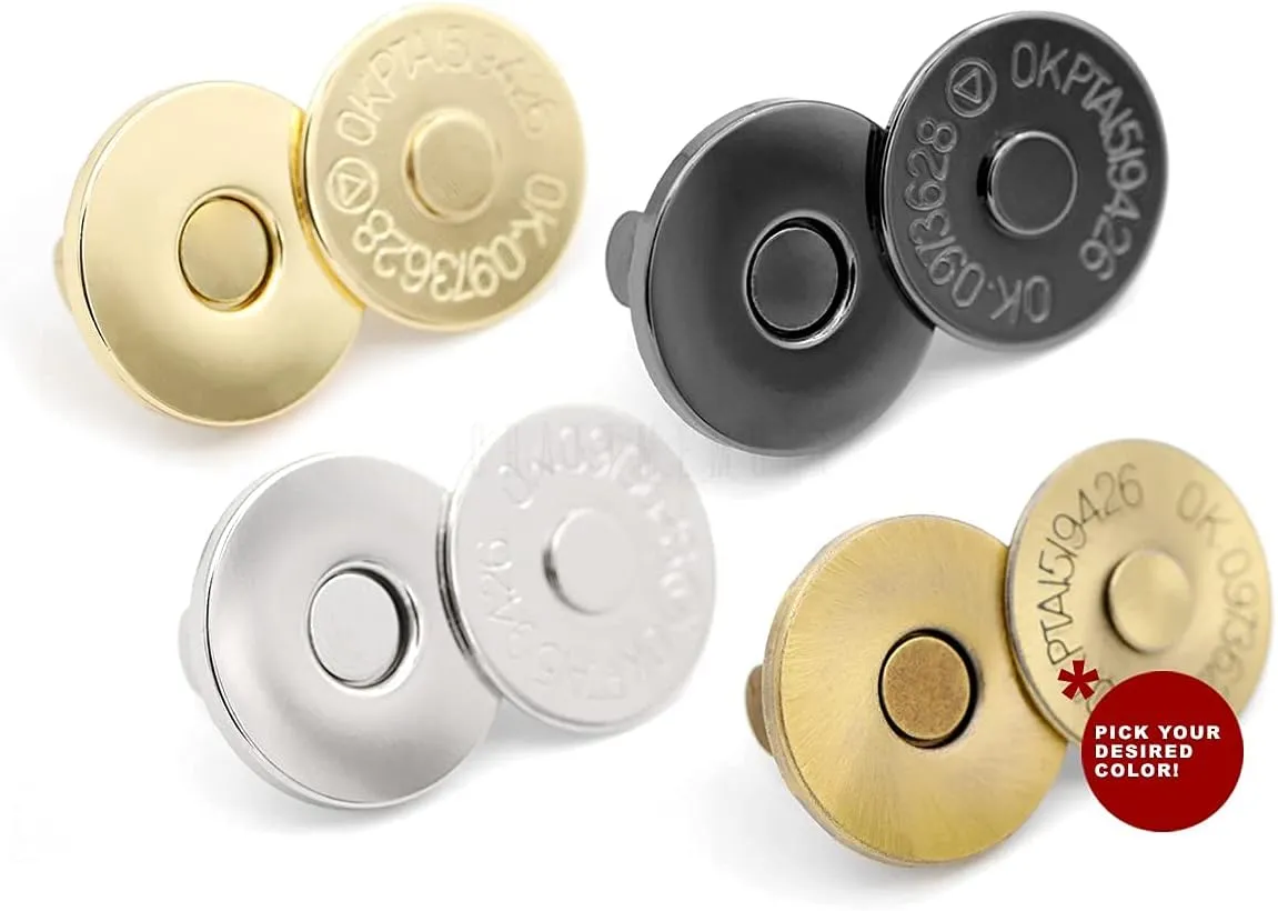 CRAFTMEMORE Thin Magnetic Snap Buttons Quality Strong Clasp for Purse Sewing Handbags Closures 6 Pack MNS (18mm, Gold)