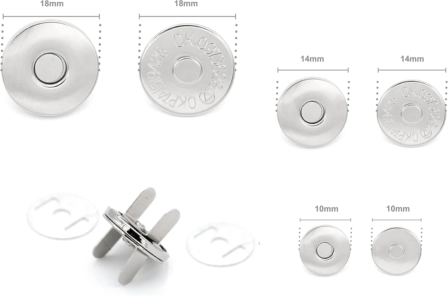 CRAFTMEMORE Thin Magnetic Snap Buttons Quality Strong Clasp for Purse Sewing Handbags Closures 6 Pack MNS (18mm, Gold)