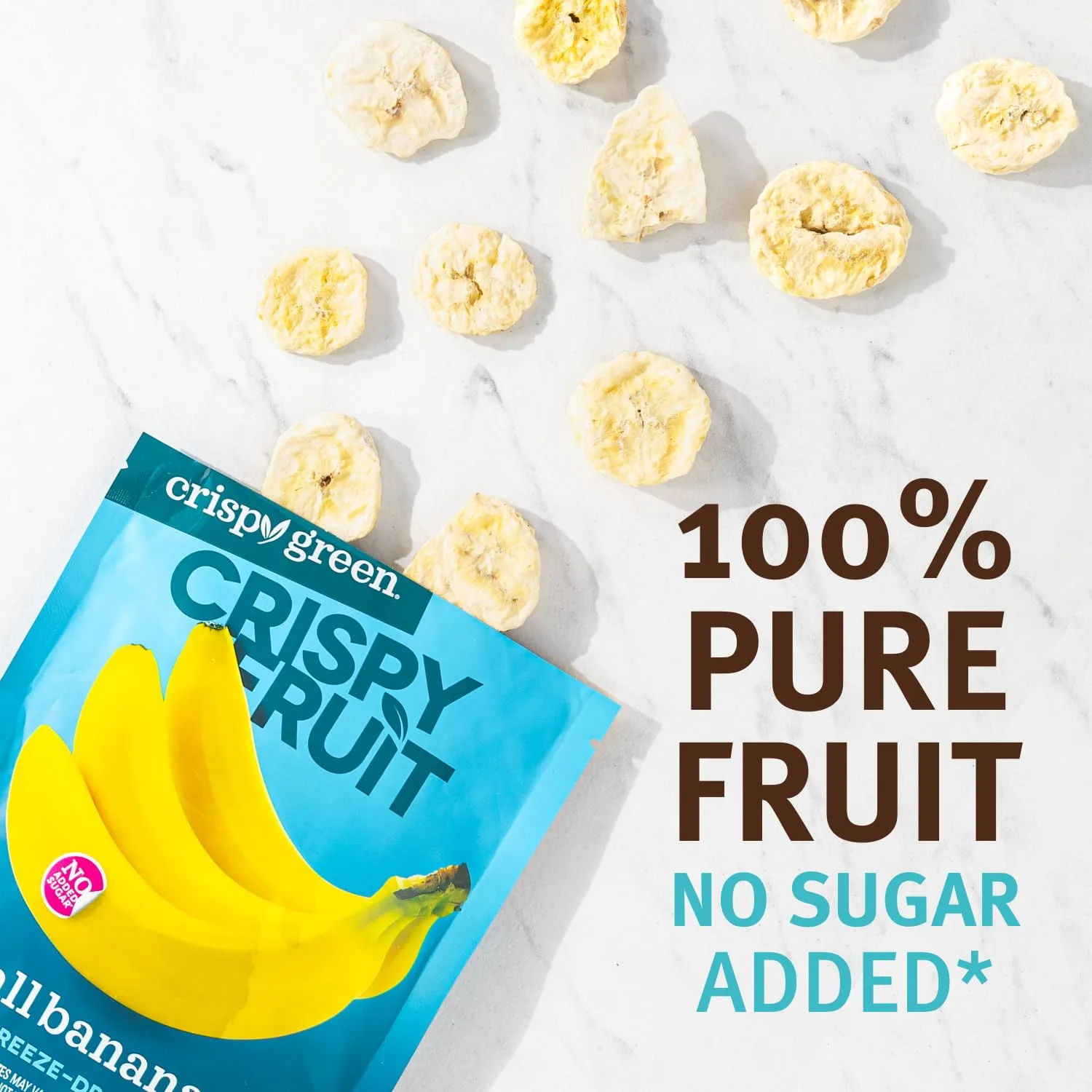 Crispy Green Natural Freeze-Dried Fruit, Banana Single-Serve, No Sugar Added, 0.85 Ounce (Pack of 12)