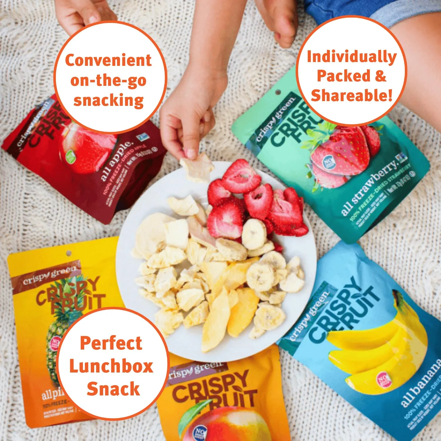 Crispy Green Natural Freeze-Dried Fruit, Banana Single-Serve, No Sugar Added, 0.85 Ounce (Pack of 12)