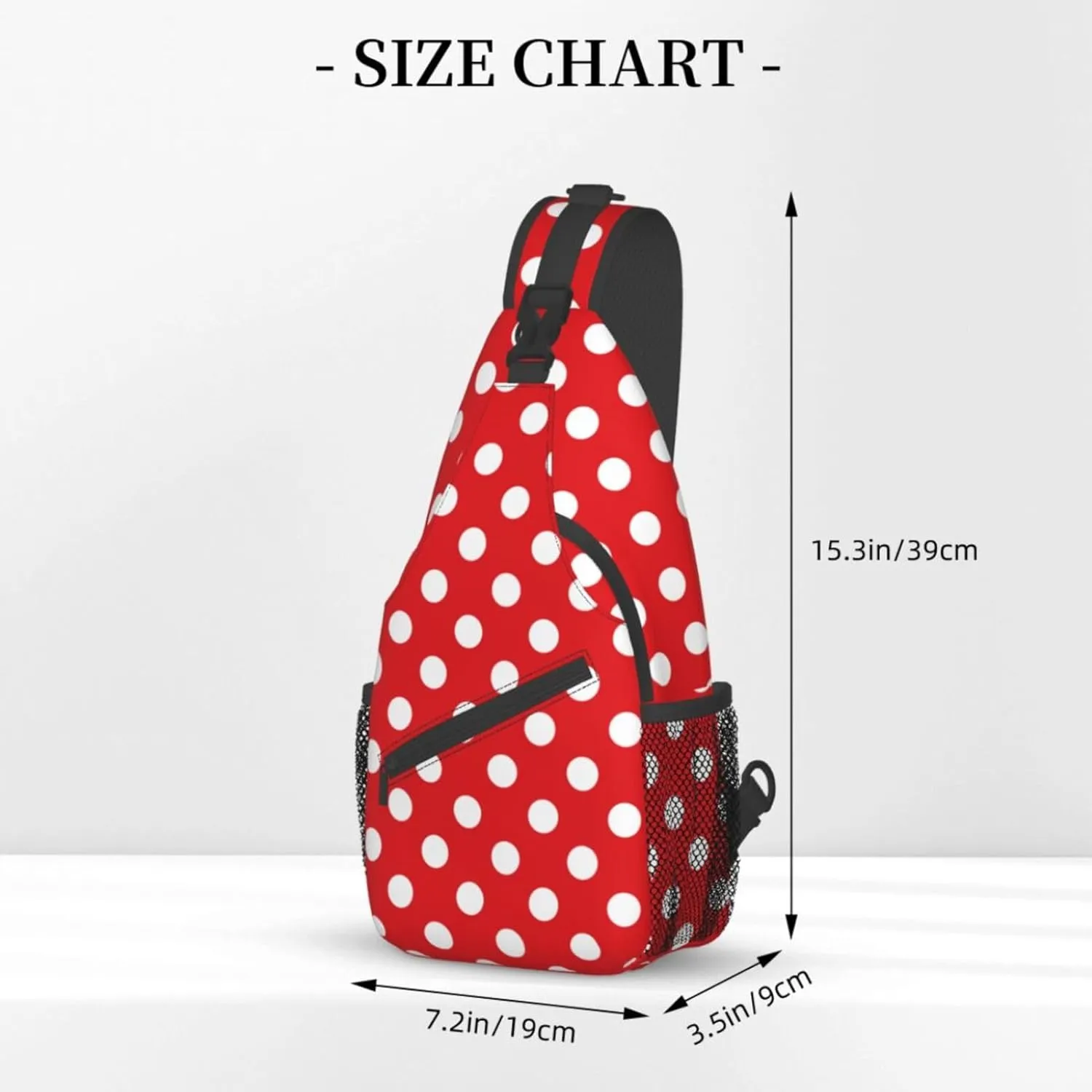 Crossbody Bags For Women Men Red White Polka Dot Sling Backpack Chest Shoulder Bag Gym Cycling Travel Hiking Daypack