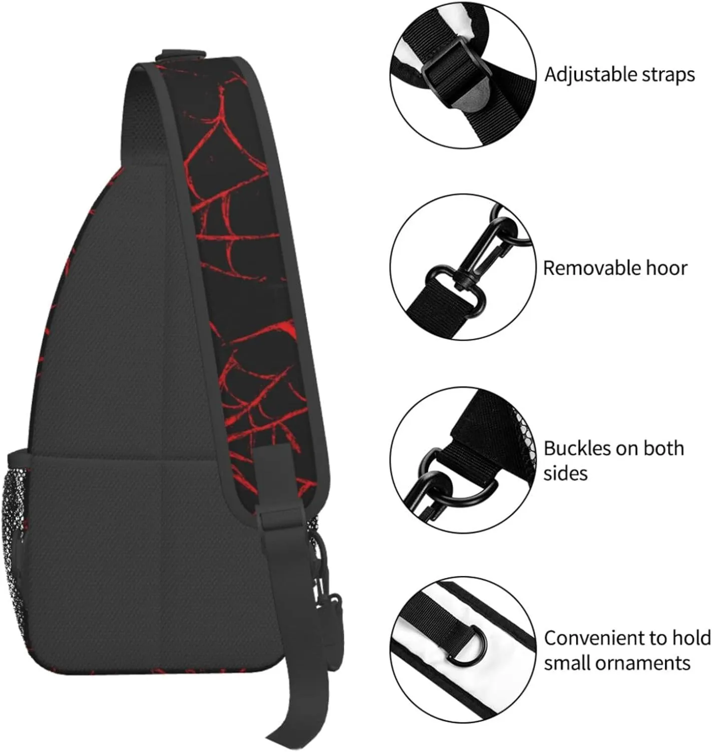 Crossbody Bags For Women Men Spider Web Red Sling Backpack Chest Shoulder Bag Gym Cycling Travel Hiking Daypack