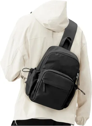 Crossbody Sling Backpacks Sling Bag for Men Women, Small Shoulder Backpack, Anti Theft One Strap Motorcycle Backpack, Mini Tactical Chest Bags Daypack for Casual Travel Hiking Gym Outdoor Sports Black