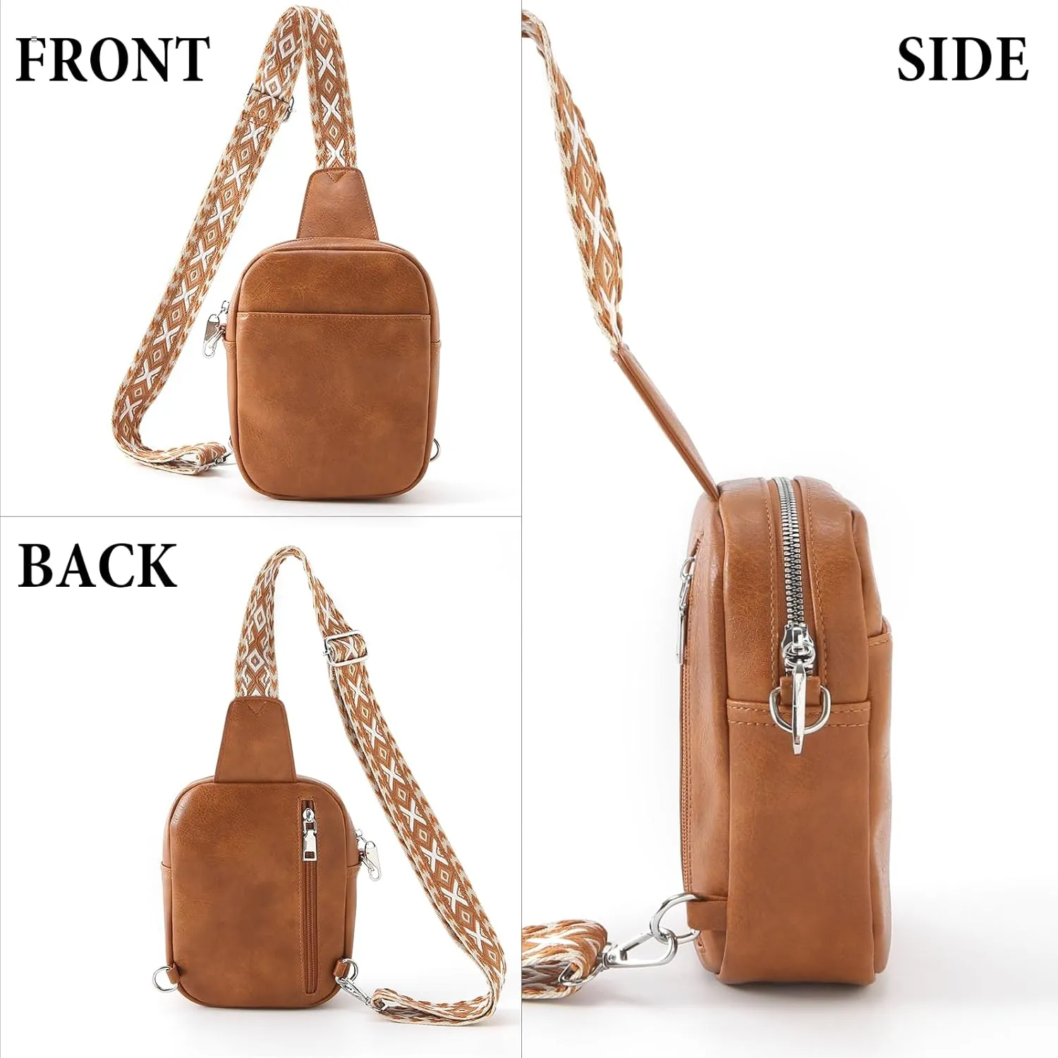 Crossbody Sling Bag for Women Man Anti Theft Vegan Leather Bag Anti Pickpocket Zipper Clip RFID Blocking Chest Bags…
