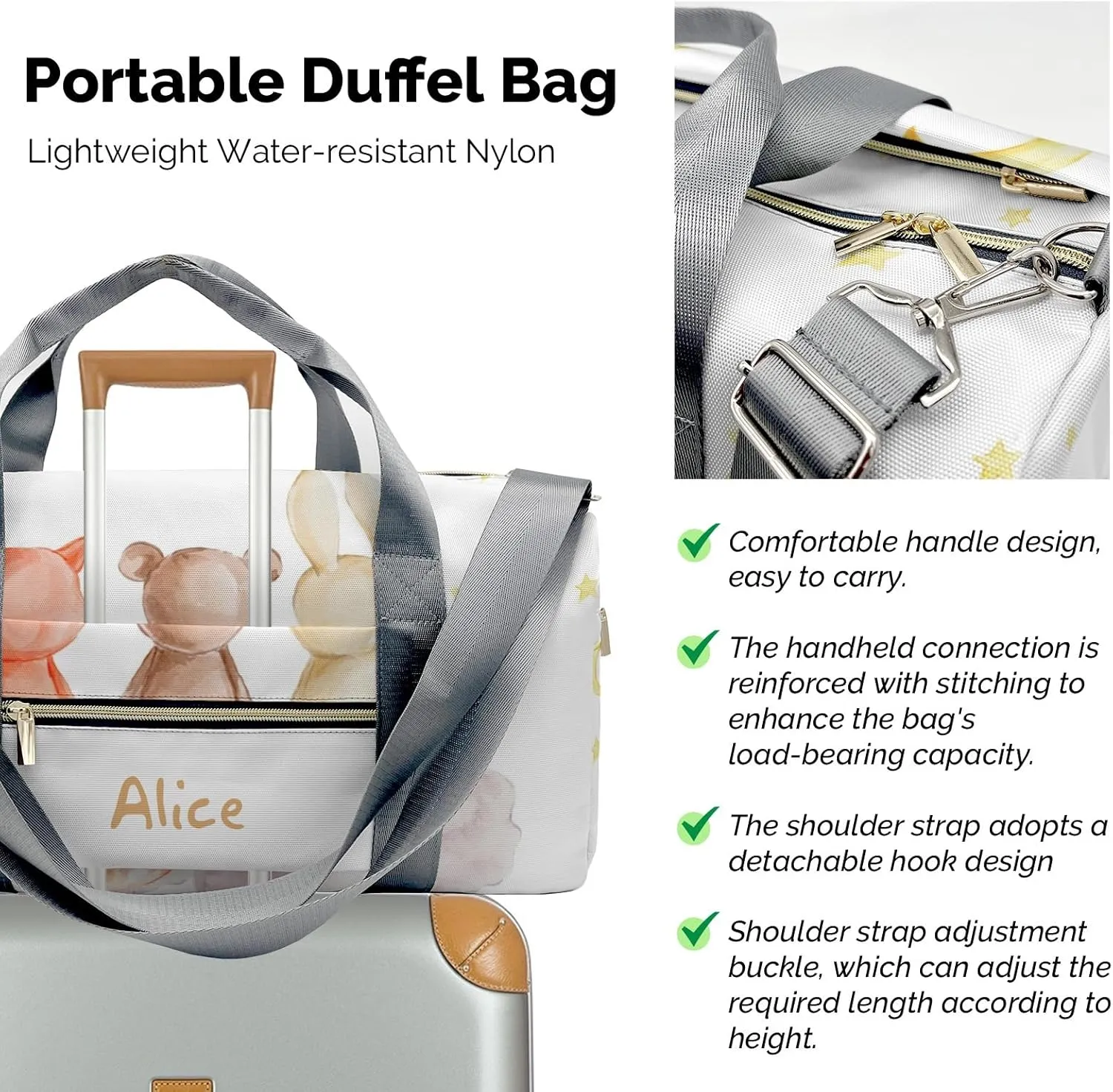 Custom Duffel Bag Good Night Fox Bear Rabbit Adventure Awaits: Best Travel Bags for Hiking and Sports