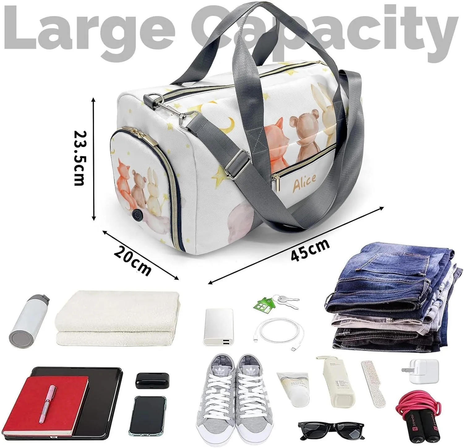 Custom Duffel Bag Good Night Fox Bear Rabbit Adventure Awaits: Best Travel Bags for Hiking and Sports