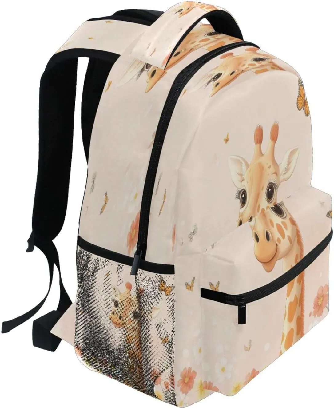 Cute Backpack for Women Men Fashion School Book Bag with Chest Strap for Business Work College Travel Trip Cartoon Giraffe Blush
