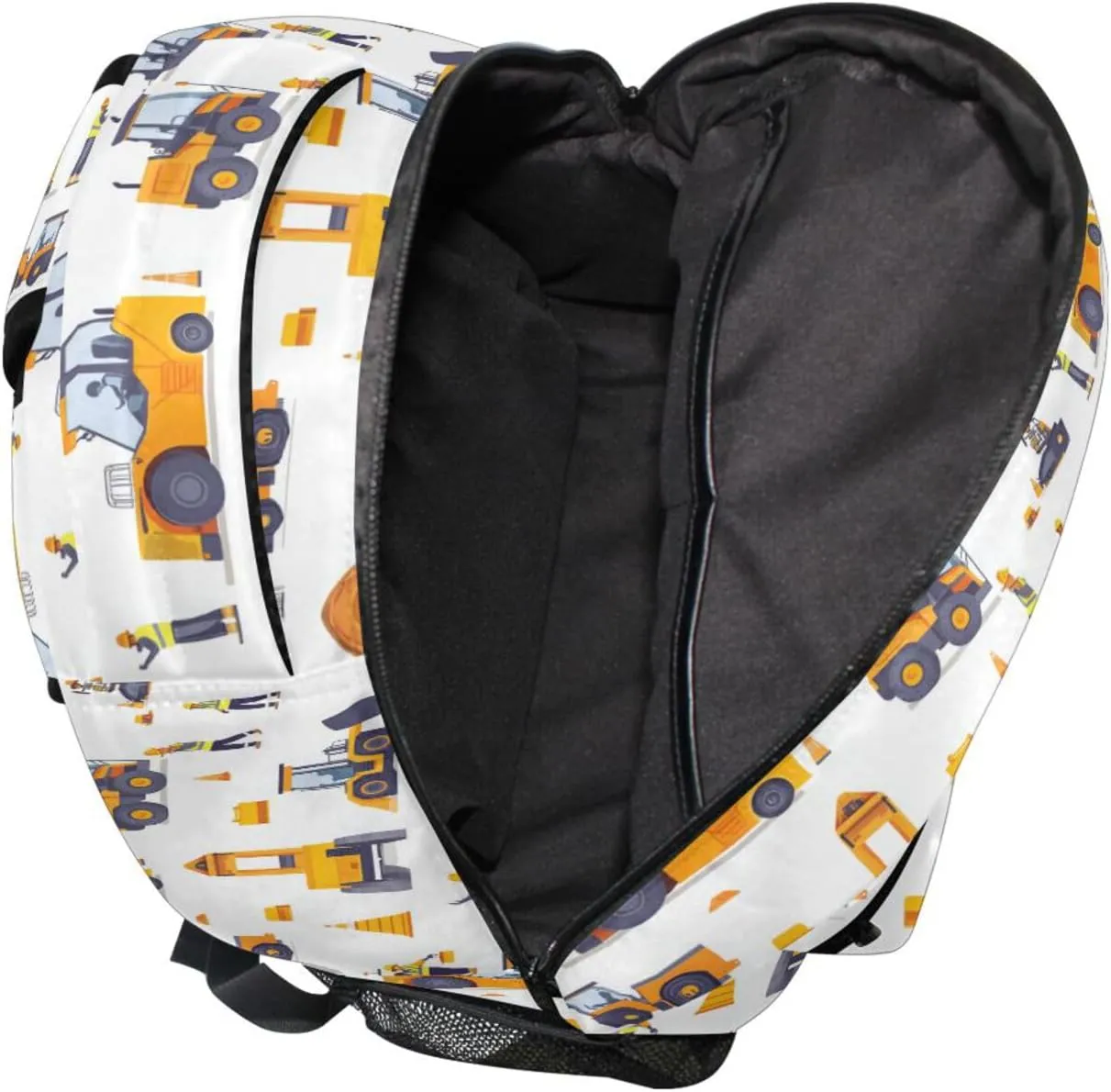 Cute Backpack for Women Men Waterproof Laptop Bag with Chest Strap for Travel Trip Construction Scene Concrete Mixer Truck Bulldozer