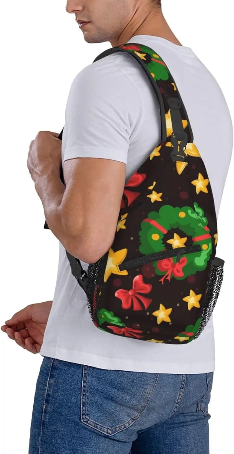 Cute Bow Men's Crossbody Chest Bag Adjustable Sling Shoulder Bags Backpack for Women Travel Sport