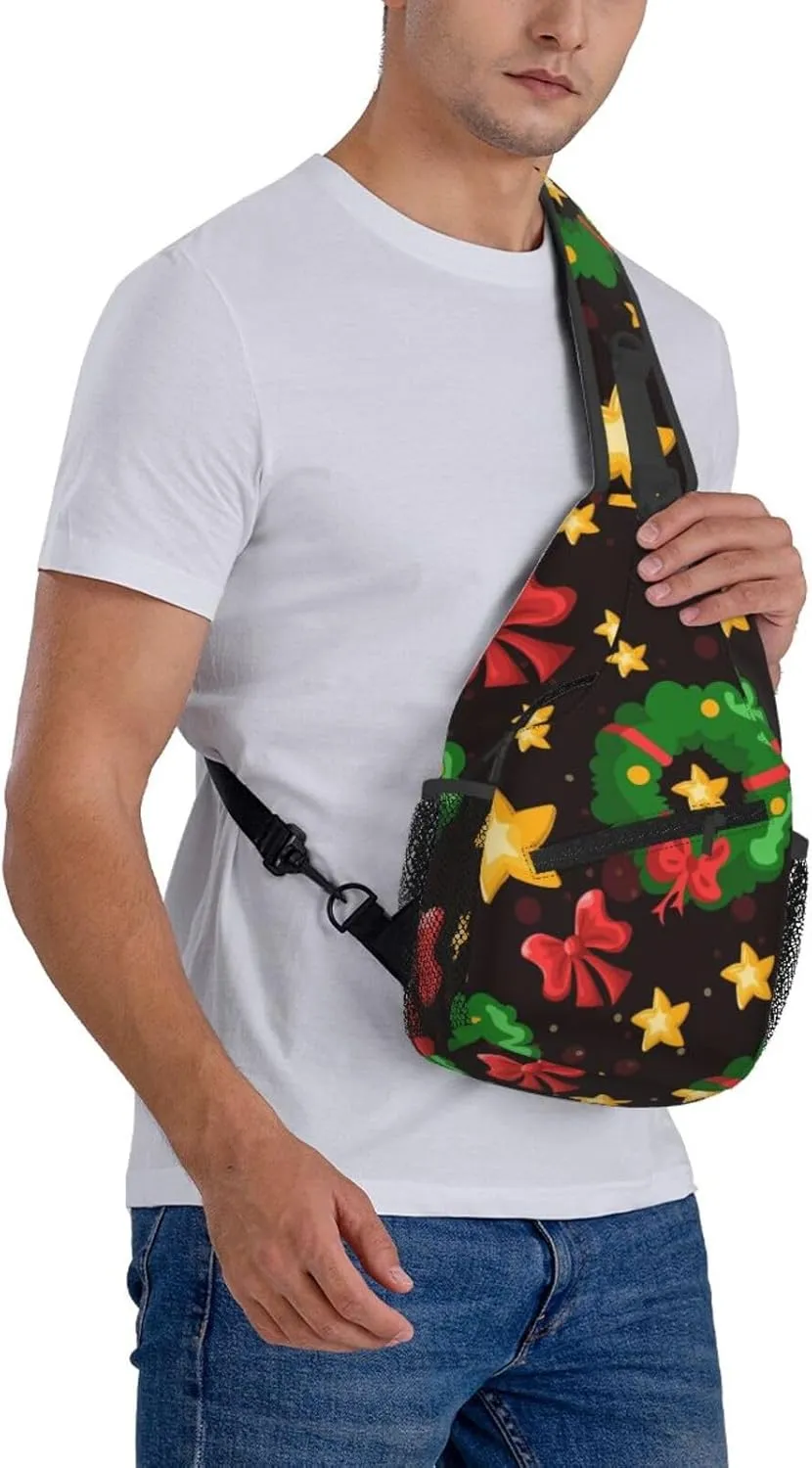 Cute Bow Men's Crossbody Chest Bag Adjustable Sling Shoulder Bags Backpack for Women Travel Sport