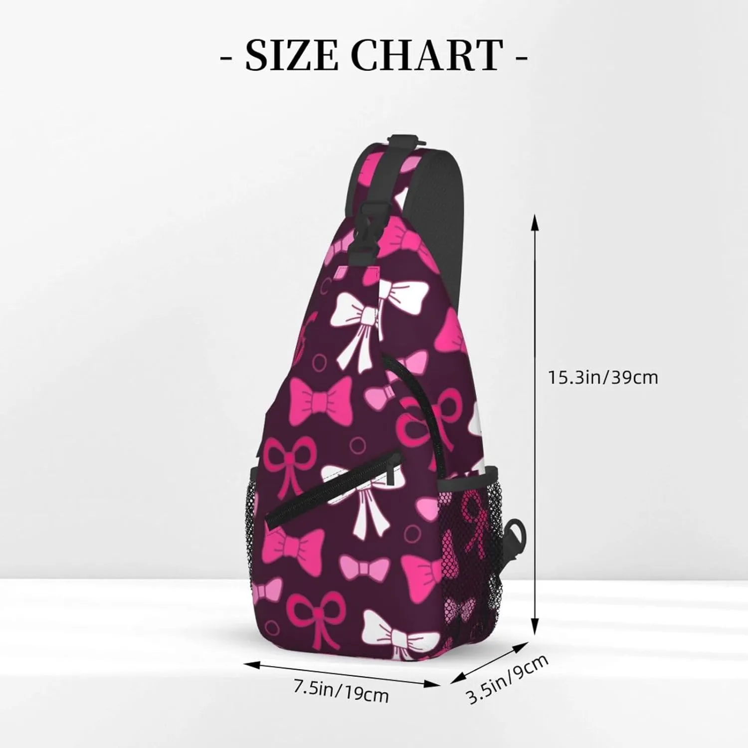 Cute Bow Men's Crossbody Chest Bag Adjustable Sling Shoulder Bags Backpack for Women Travel Sport