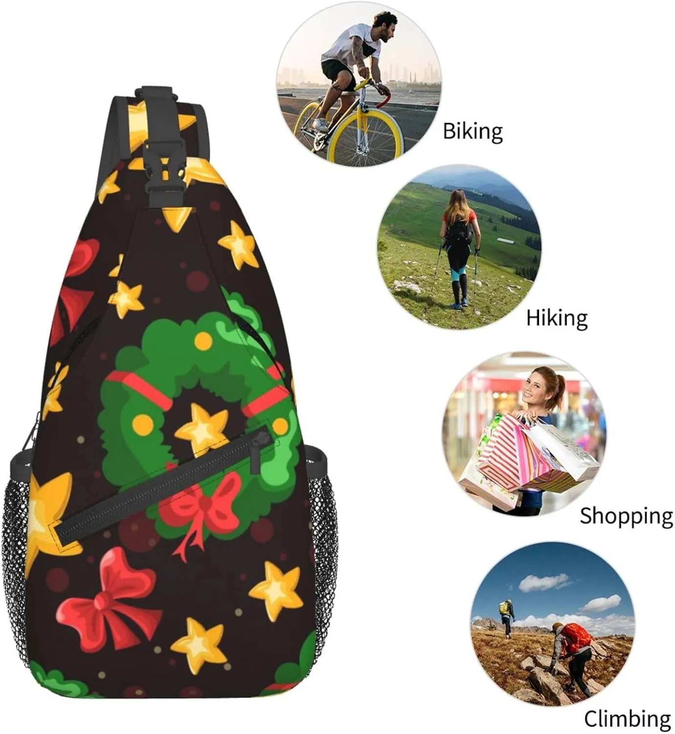 Cute Bow Men's Crossbody Chest Bag Adjustable Sling Shoulder Bags Backpack for Women Travel Sport