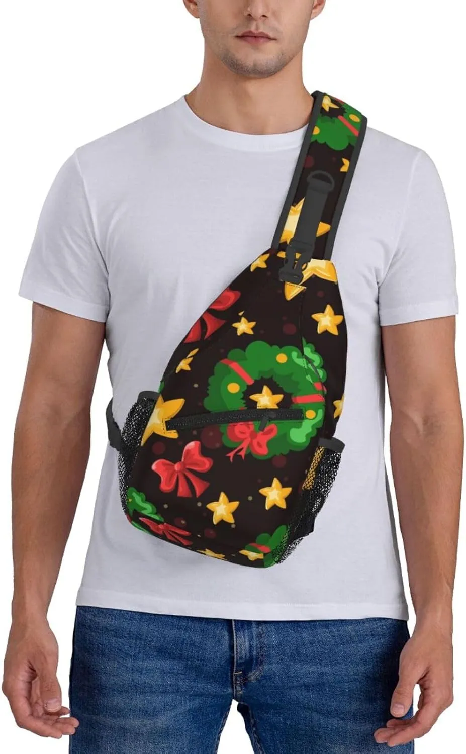 Cute Bow Men's Crossbody Chest Bag Adjustable Sling Shoulder Bags Backpack for Women Travel Sport