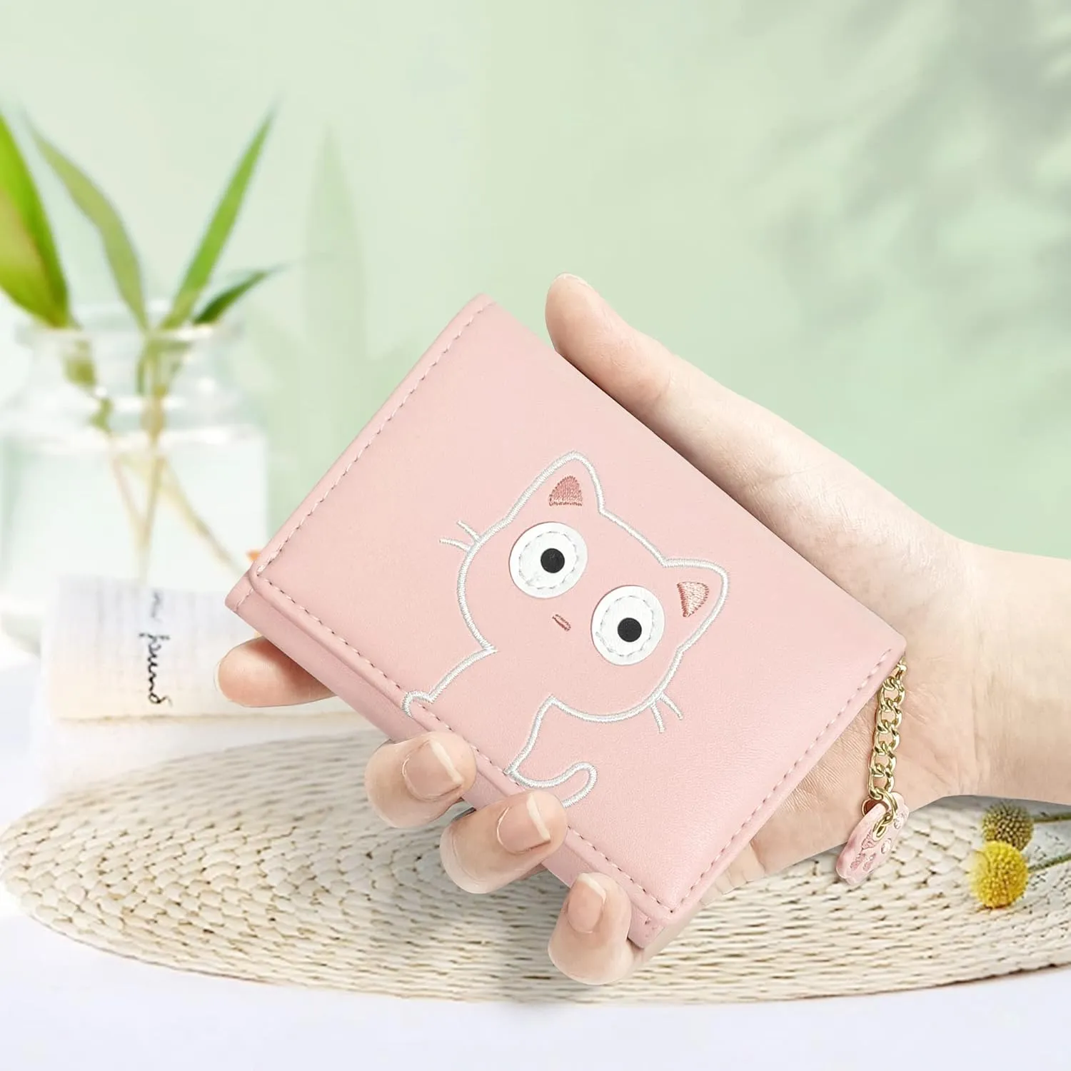 Cute Girls Wallet,RFID PU Leather Small Wallet for Women,Personalized Gift Ideas for 6 7 8 9 10 11 12 13 14 Year Old Girl Kids Tween Teen Preteen (Pink Cat)
