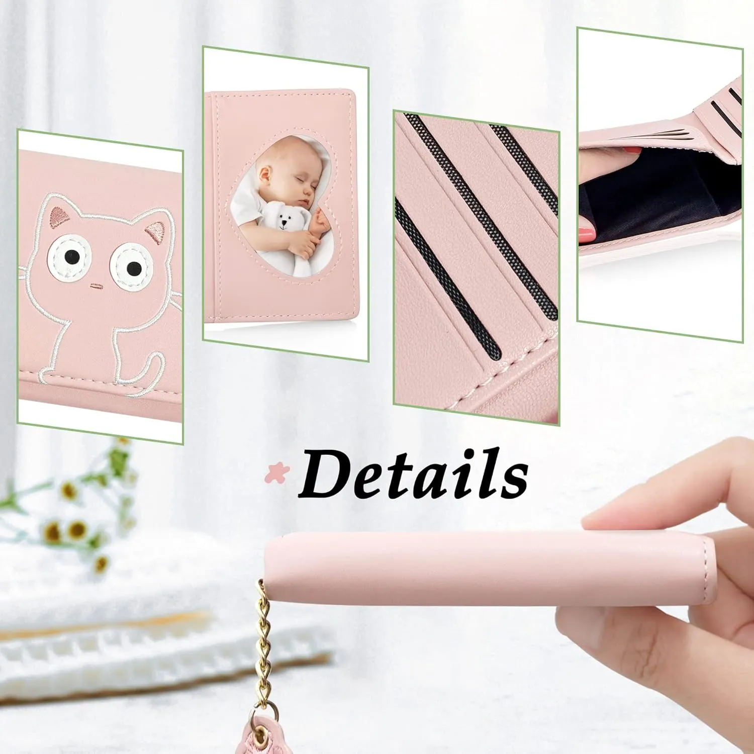 Cute Girls Wallet,RFID PU Leather Small Wallet for Women,Personalized Gift Ideas for 6 7 8 9 10 11 12 13 14 Year Old Girl Kids Tween Teen Preteen (Pink Cat)