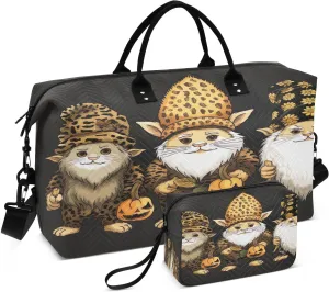 Cute Gnomes Dwarf Black Sports Gym Bag for Women Men Travel Duffel Bag Weekend Overnight Carry on Bag with Toiletry Bag Hospital Bag for Plane Hospital Swimming Yoga Workout