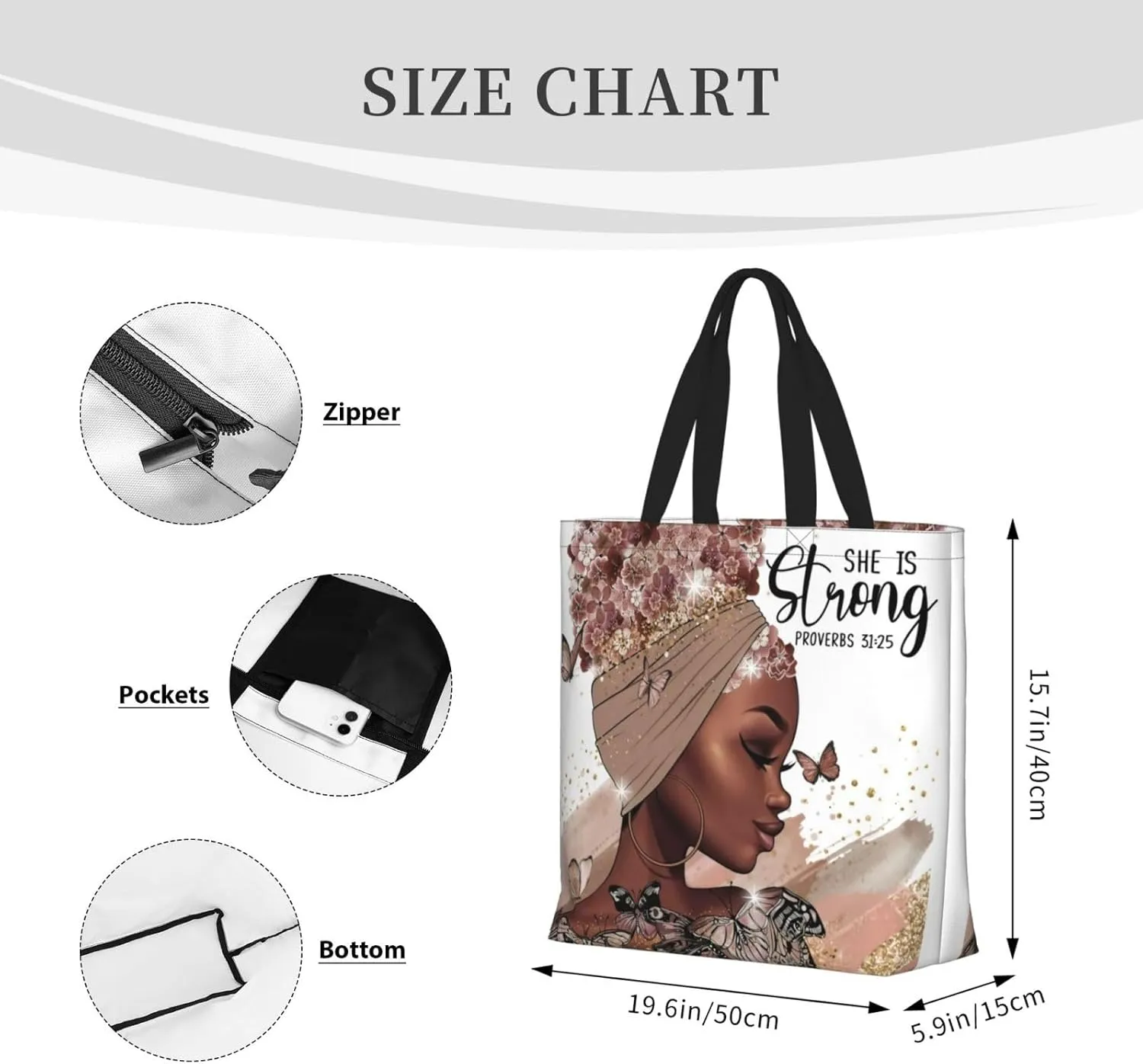 Cute Tote Bags for Women - Black African Gift Bag