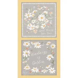 Daisy Field - 24" Pillow Panel, Gold