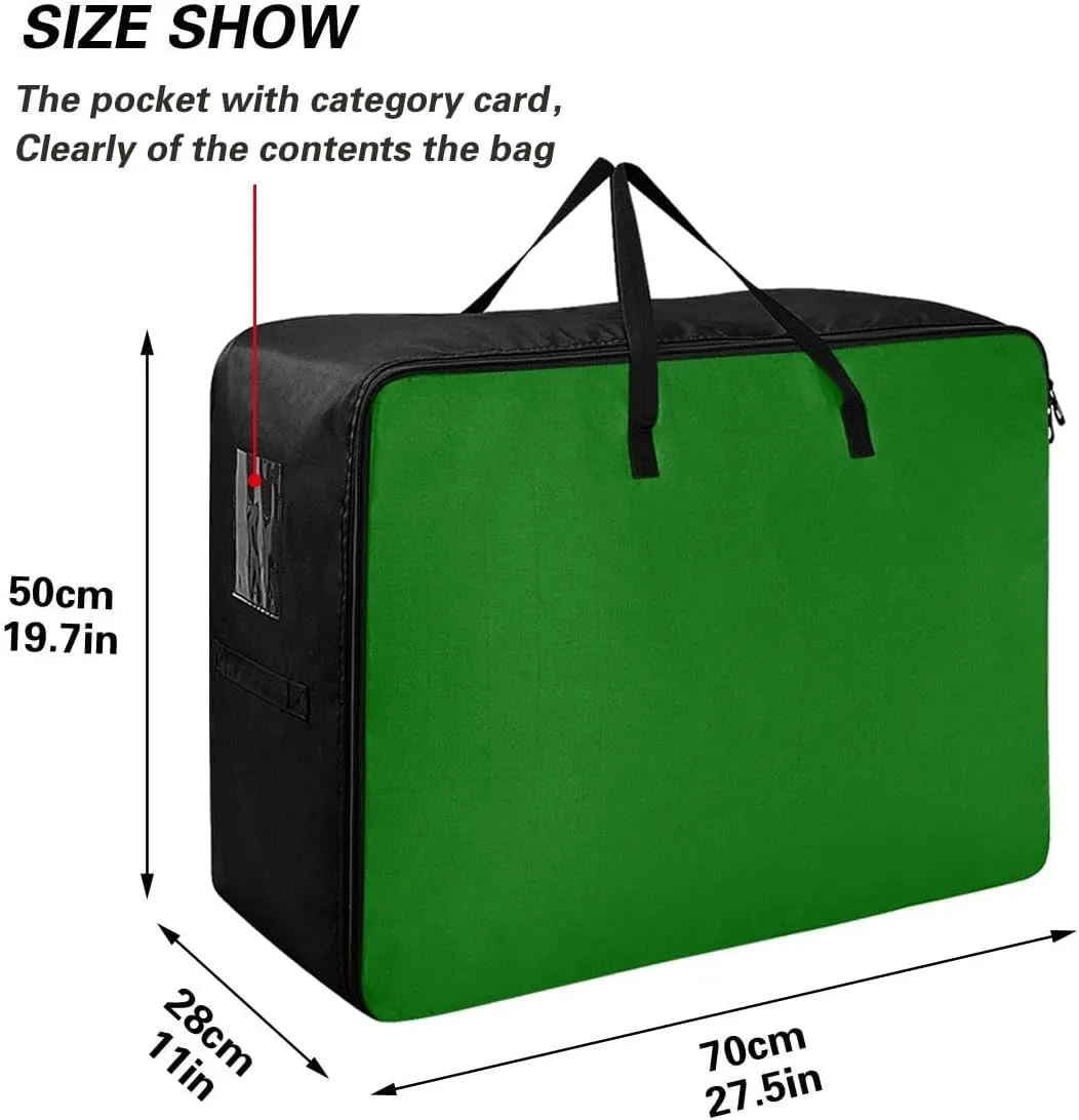 Dark Green Storage Bags Bedding Storage Containers with Handles Zippered Storage Bag for Closet Comforter, Pillow, Quilt