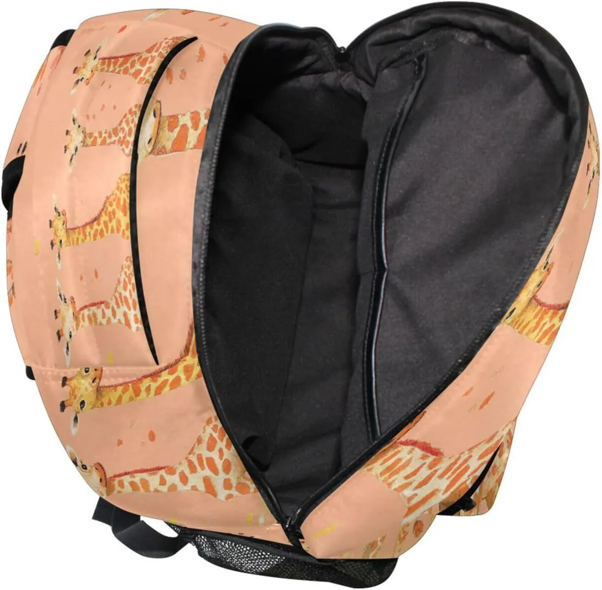 Day Backpack for Unisex Adult Waterproof Laptop Bookbag with Chest Strap for Business Work College Travel Trip Chic Giraffe Peach